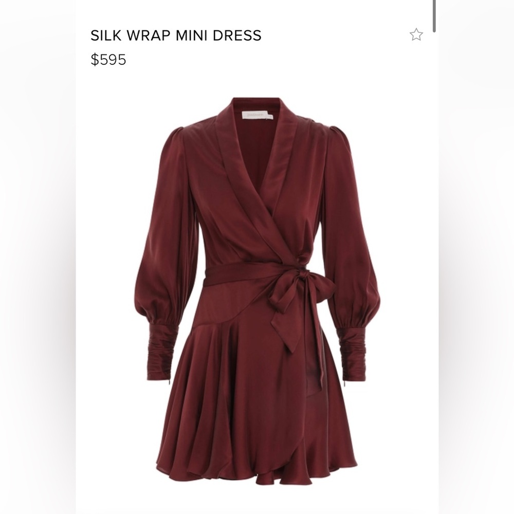 Zimmermann Burgundy Silk Wrap Dress